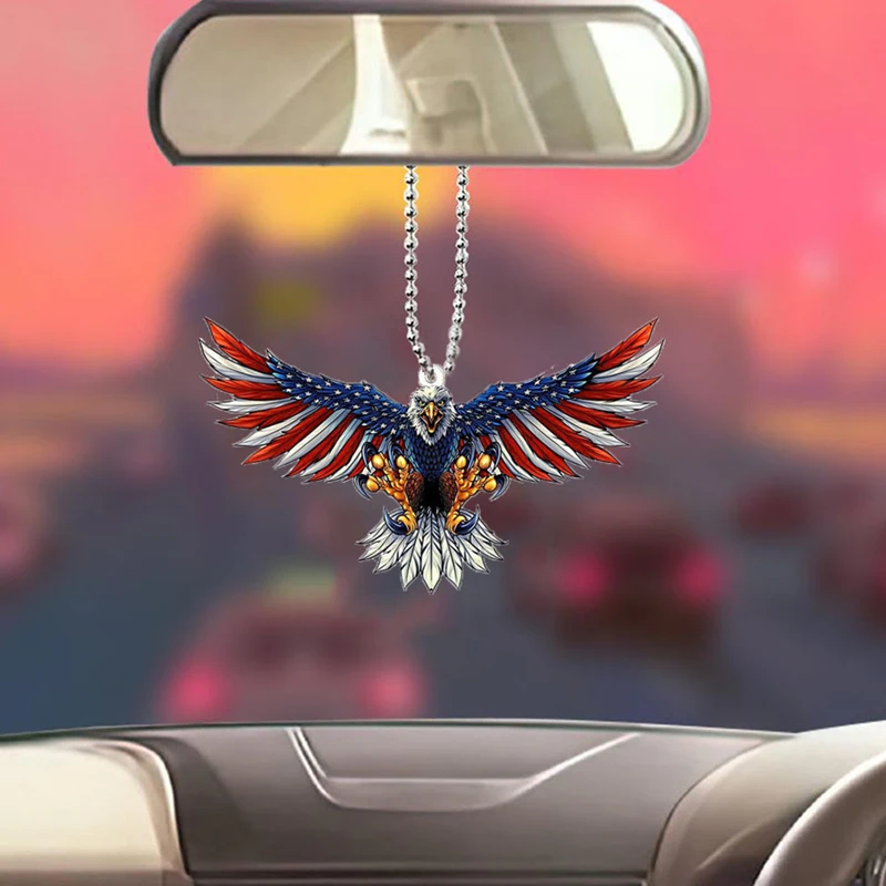 American Flag Eagle Car Interior Rearview Mirror Pendant Special-Shaped Key Chain Decorative Pendant Pendant