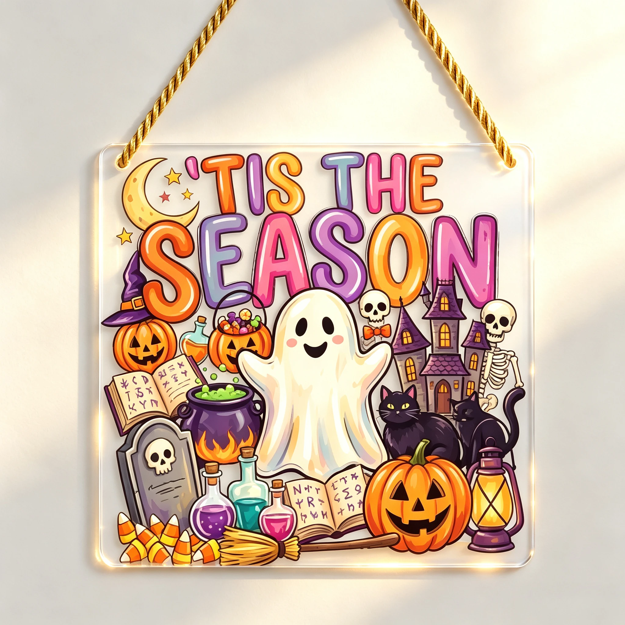 All‑in‑one Halloween Scene Wall Hanging, Happy Halloween Party Decor Gift