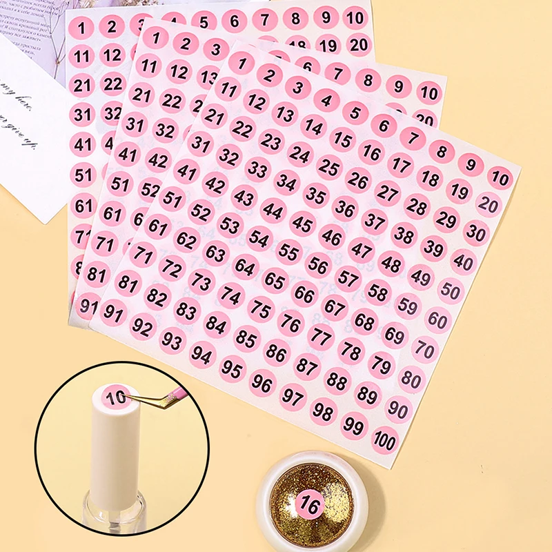 1 Vellen 1-100 Nummer Stickerlabel Voor Nagellak Kleurgelvernis Markering Nummering Digitale Label Manicure Tool