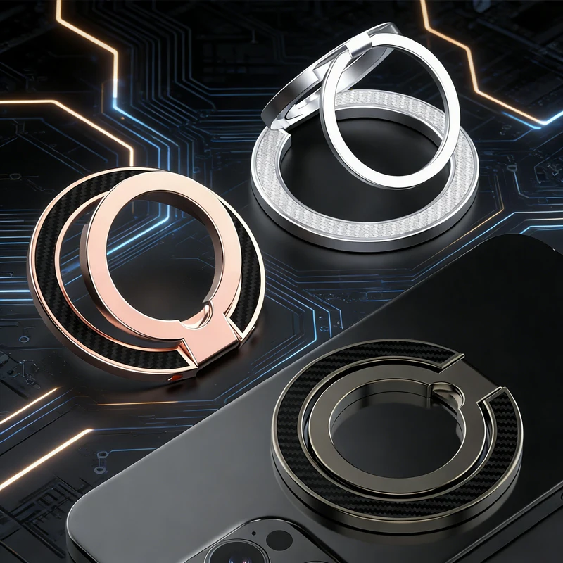 

Phone Double-sided Magnetic Holder for Magsafe Car Mobile Phone Folding Magnet Finger Ring Bracket for iPhone 17 16 Pro Samsung