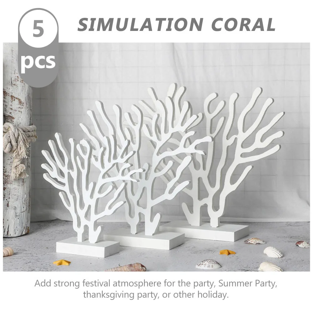 

1Set Wooden Coral Ornament Household Decors Summer Party Thanksgiving Decoration Coral Statue Household Decors