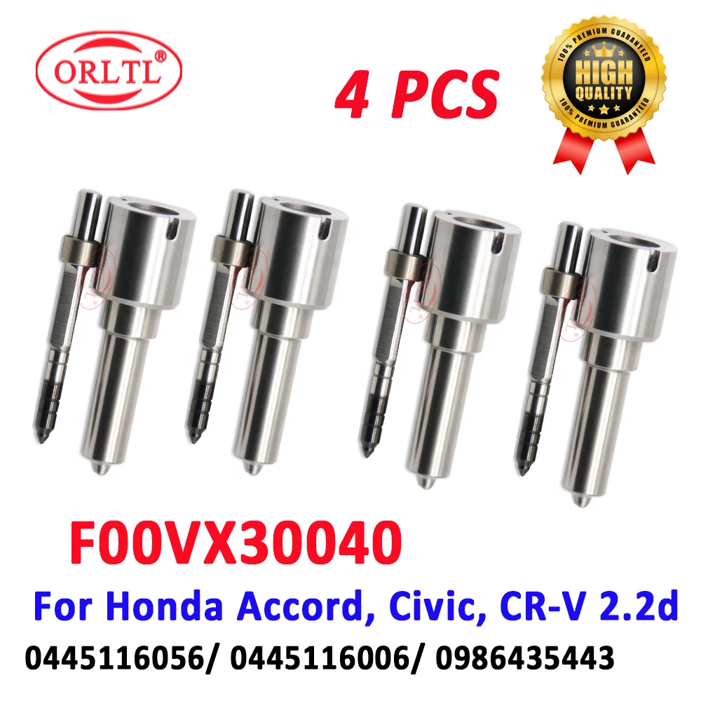 4 PCS ORLTL F00VX30040 Fuel Injector Nozzle 0445116056 0445116006 Diesel for BOSCH Piezo Honda Accord, Civic, CR-V 2.2d