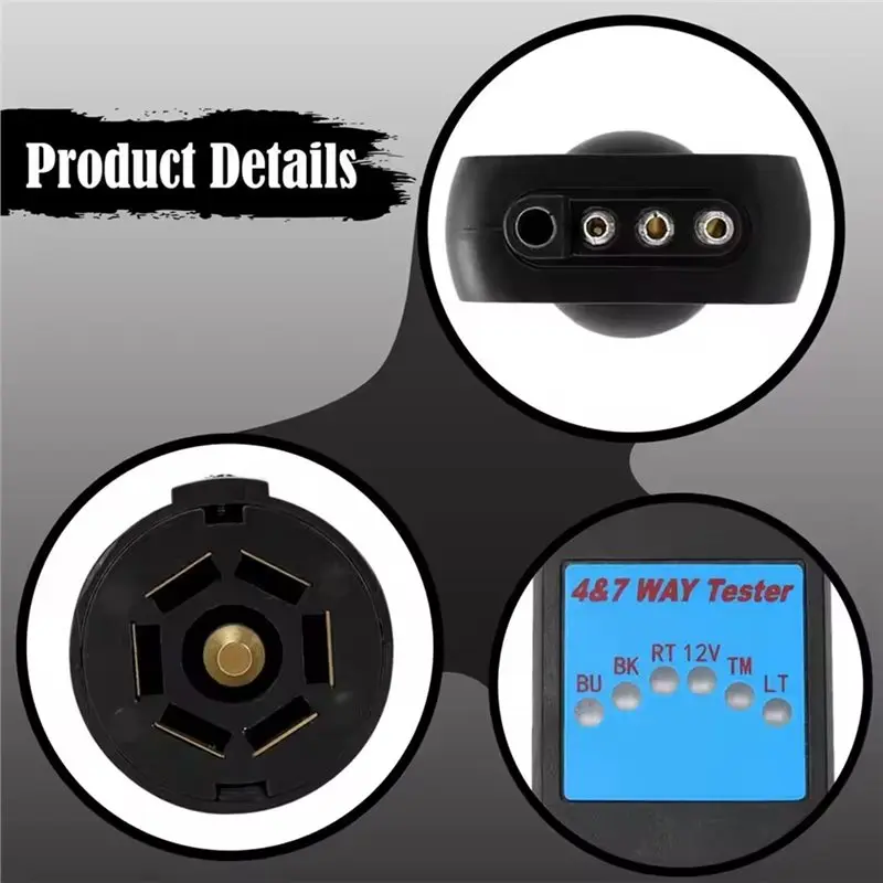 For RV And Pickup Vehicle Compatible Trailer Light Tester 7 Way Connector Adapter
