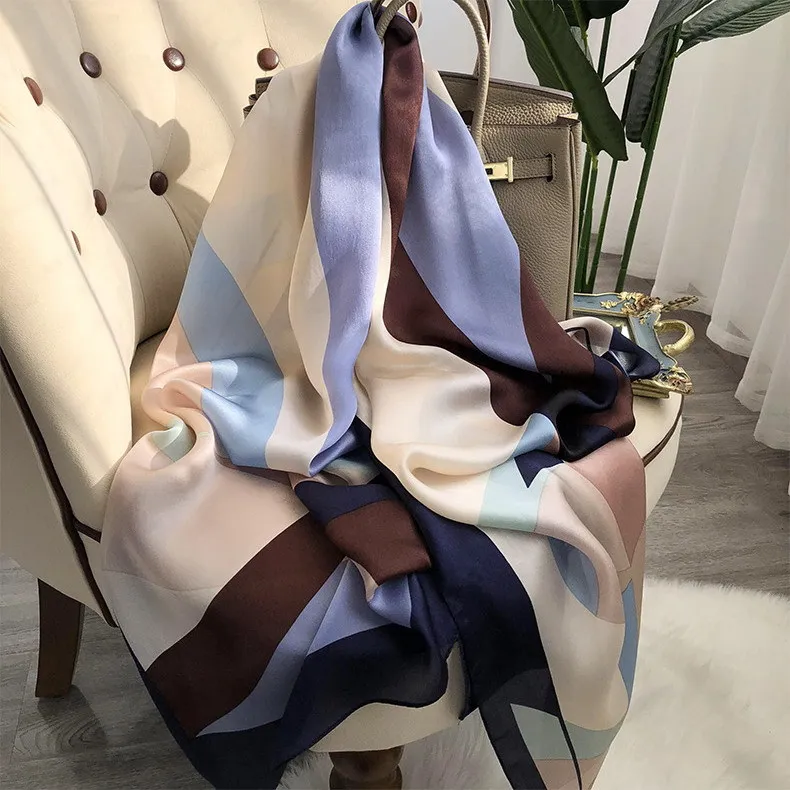 2025 Brand 100% Pure Silk Scarf Women Luxury Hangzhou Real Silk Wraps For Ladies Print Shawls Foulard Femme Natural Silk Scarves