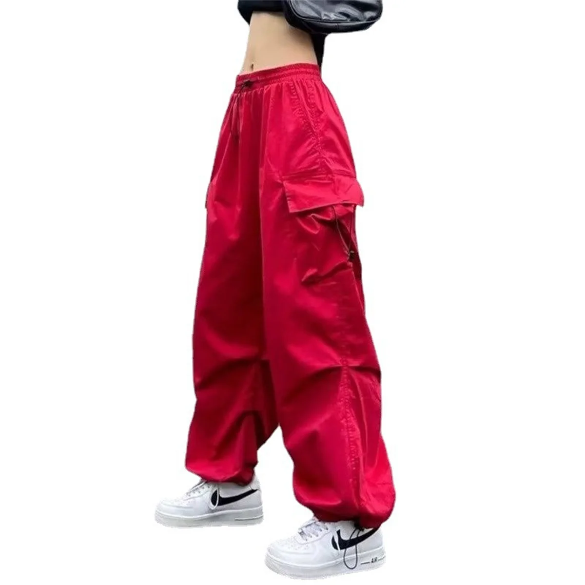 Pantalones Cargo Y2k con bolsillos de Hip Hop para mujer, ropa informal suelta de cintura alta, pantalones tácticos holgados, pantalones de baile de Hip Hop a la moda para mujer