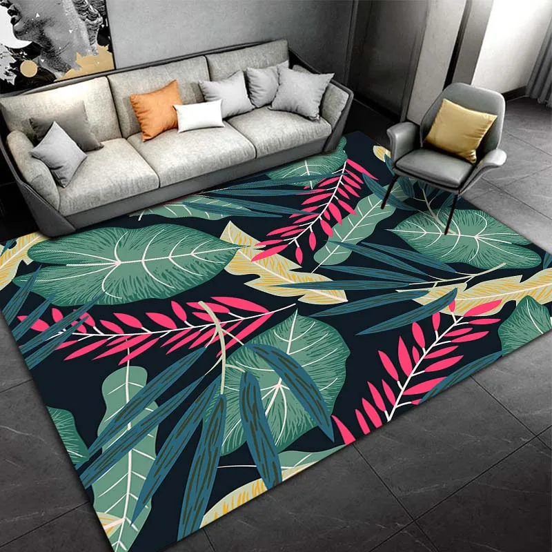 LARGE SIZE Tropical Tropical Rain Forest Leaf Pattern Carpet for Living Room Bedroom Decor Sofa Table Large Area Rug Bathroom