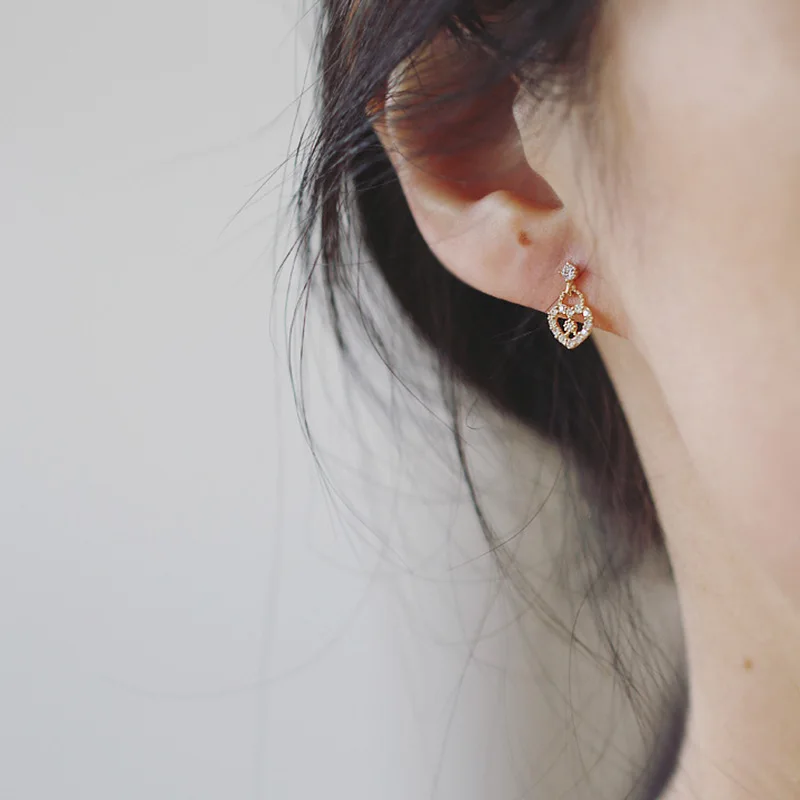 925 فضة مجوهرات كريستال على شكل قلب الزركون وأقراط للنساء مجوهرات حفلات الزفاف للفتيات صديق Giftluxur