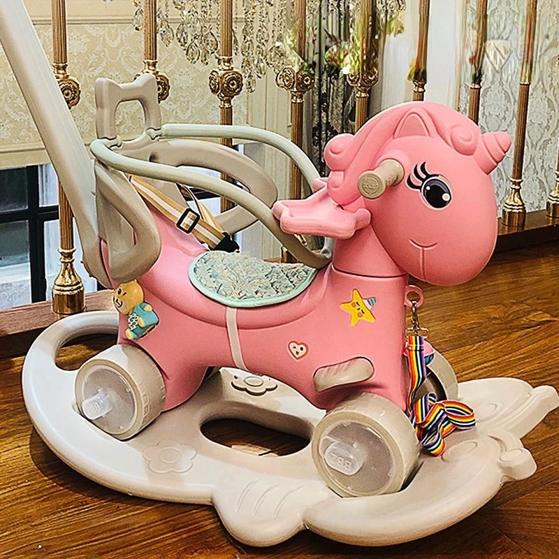 Baby Rocking Horse Multi-functional Kids Rocking Chair Balance Car Thickening Chassis Indoor Riding Toys For 1-6years old