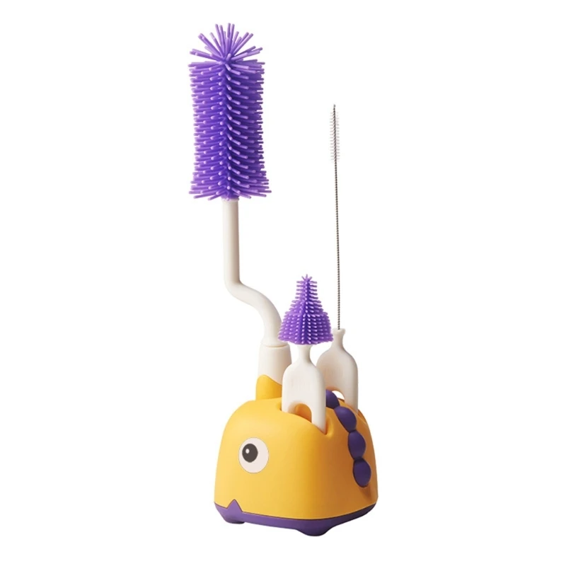 Silicone Bottle Brushes with Stand 360° Rotating Silicone Bottle Cleaning Brush