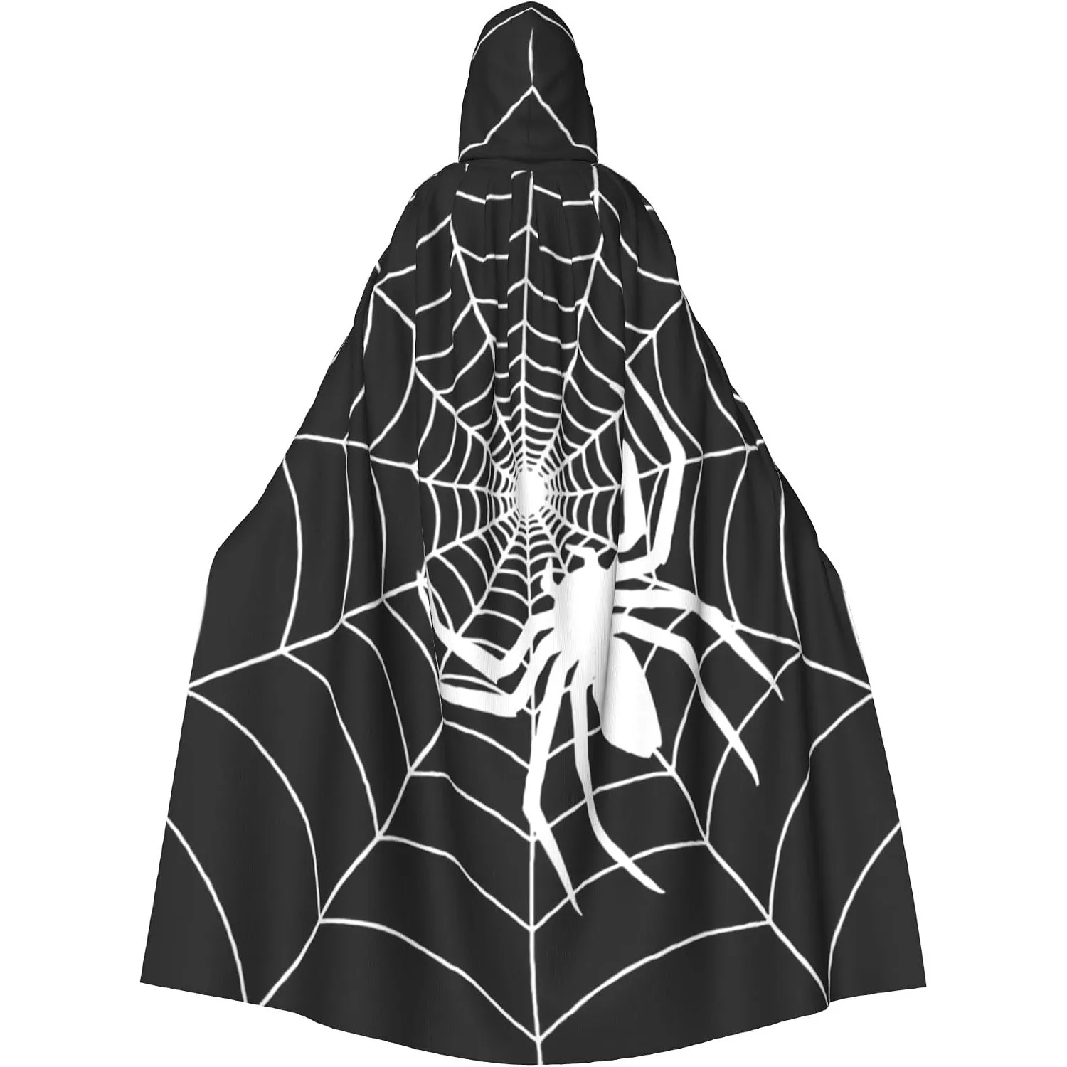 Gothic Spider and Web Halloween Hooded Robe Cloak Christmas Holiday Party Hoodies Cape Cosplay Costumes (Unisex)