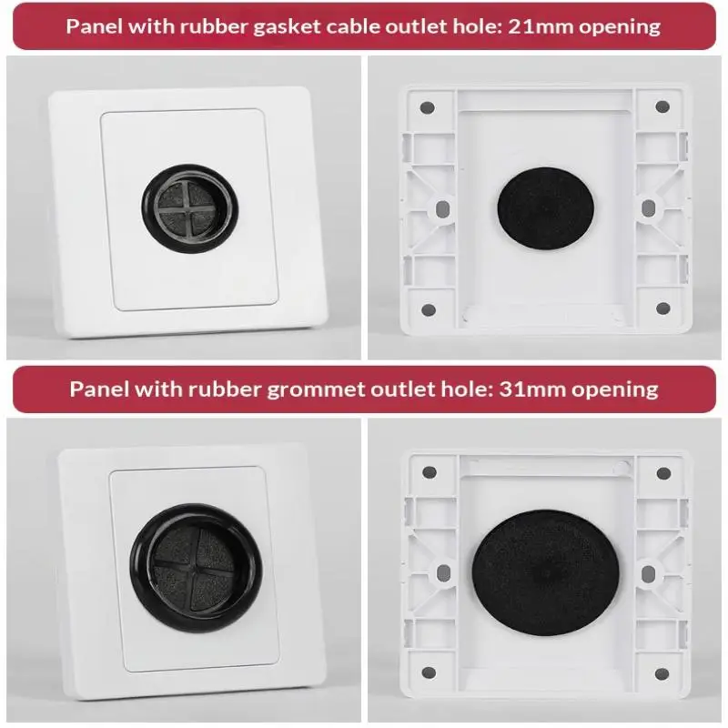 1Pc 86 Type Wall Blank Panel With Outlet Hole Decorative Cover Cable Socket With Rubber Pad Cable Organizer Wall Blank Panel