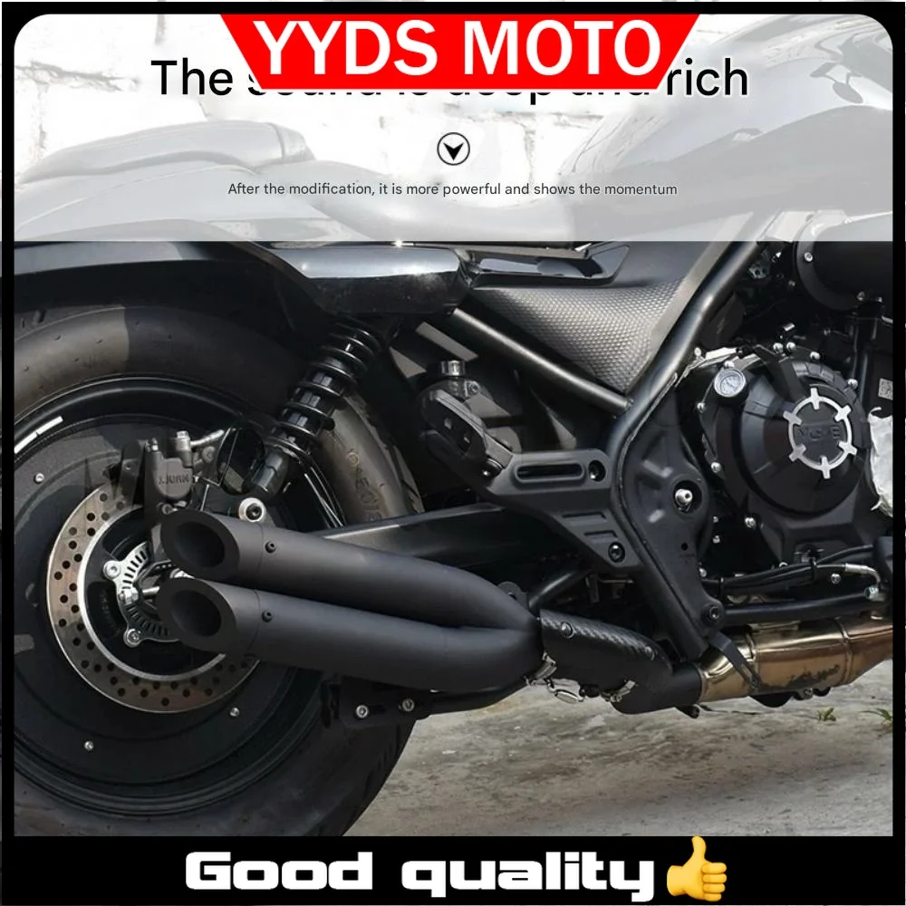 For VOGE CU525 Customized One Out Two VH Exhaust Pipe Middle/Tail Section Sound Deep and Thick Accessories for voge cu525 525cu