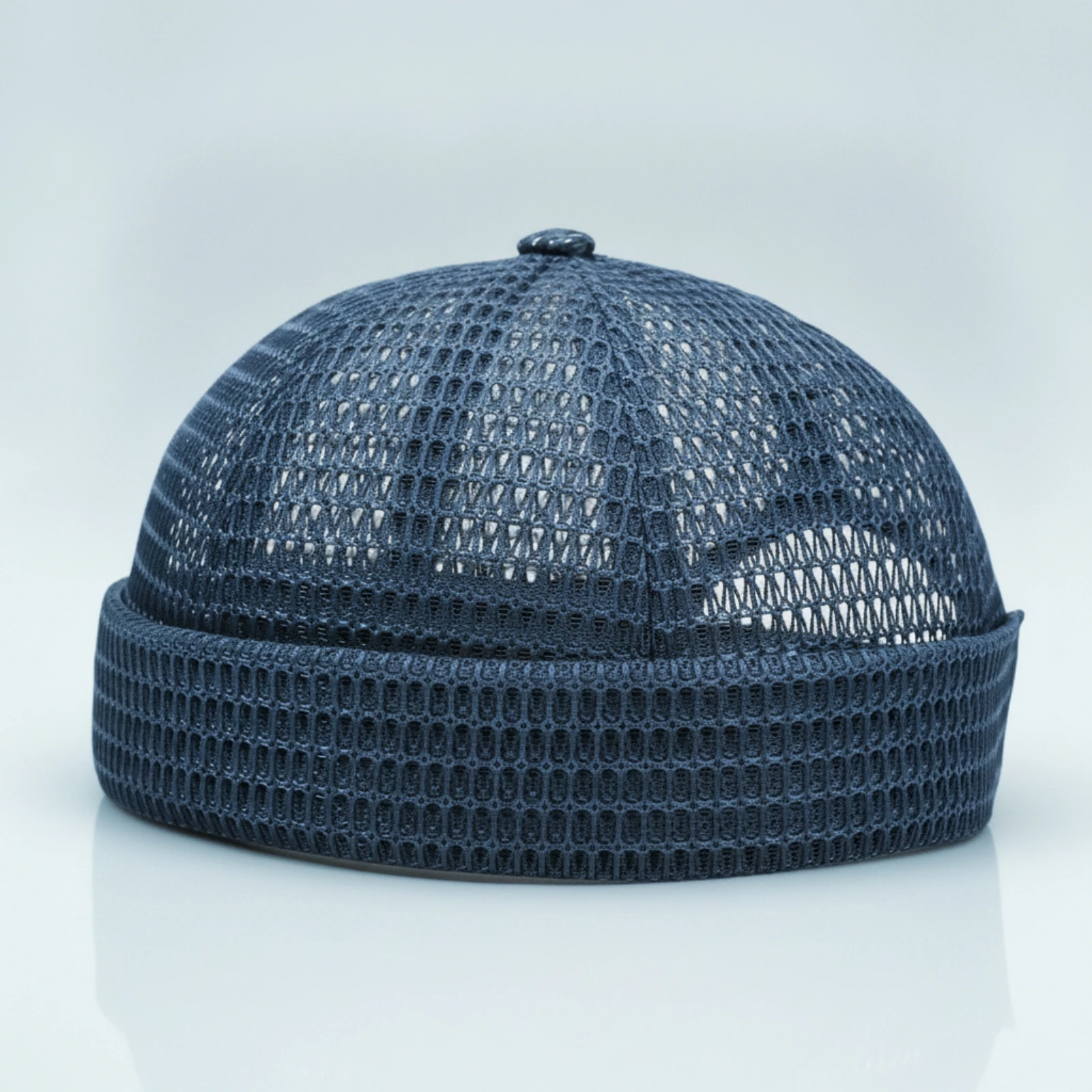 Mesh Skullcap Breathable Mesh Hat with Folded Band Netted Beanie Lightweight Brimless Hat Open-Knit for Men