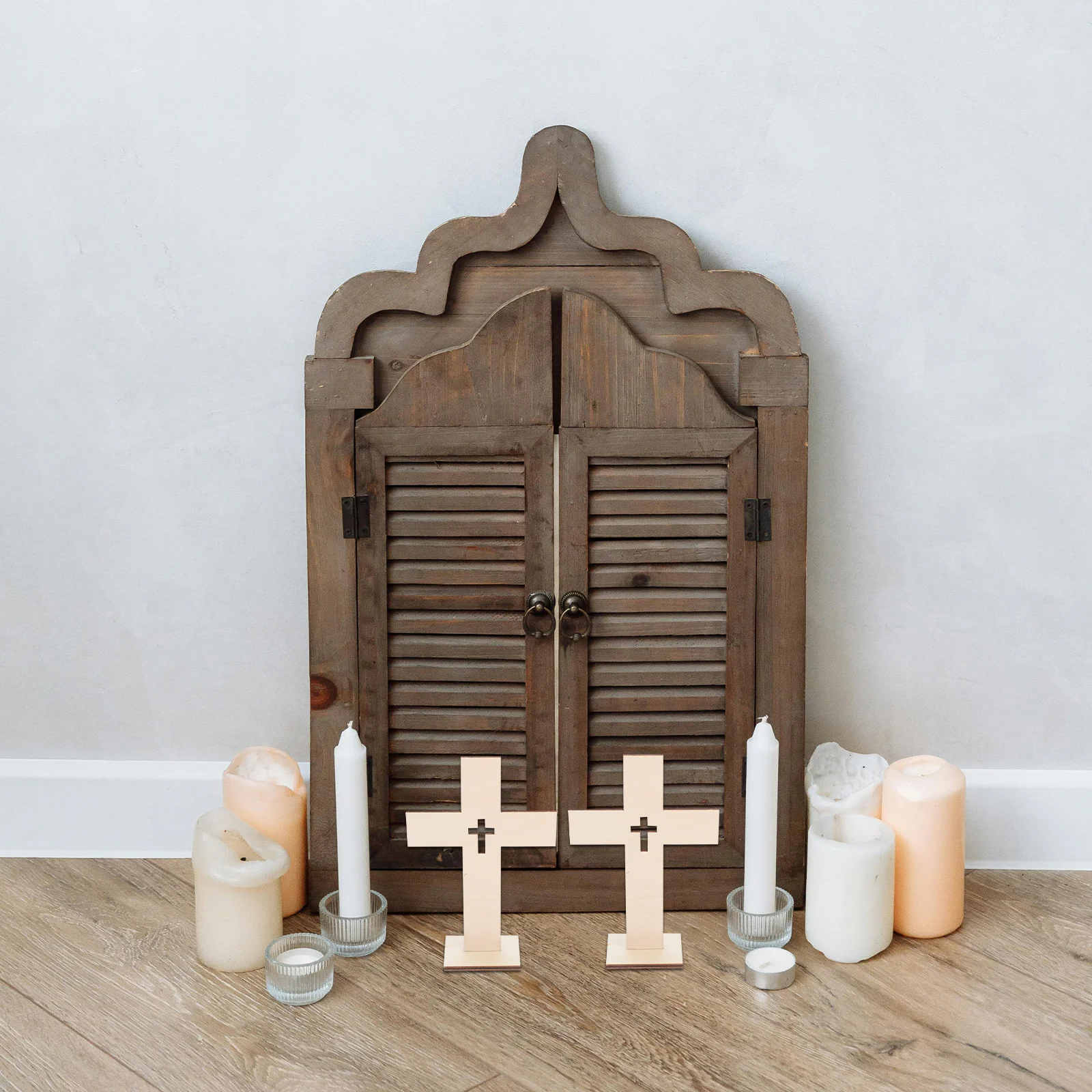 

10pcs Wooden Ornament Desktop Religious For Crafts Wood Decor Shaped Adornment Diy Wood Craft Cross Festival Home Decor