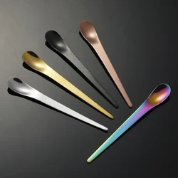 1pc Tea Spoon Stainless Steel Flat Spoon Espresso Spoon Dessert Small Coffee Scoop Mixer Stirring Bar Spoon Kitchen Tableware