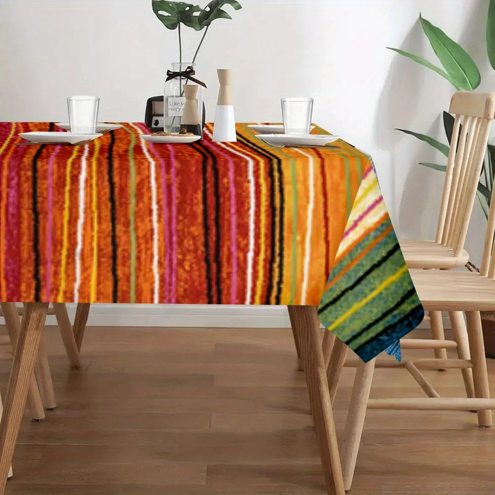 Bright red, orange, yellow, blue, green and black tablecloths - high-quality, easy-to-clean polyester table mats.XY view 4