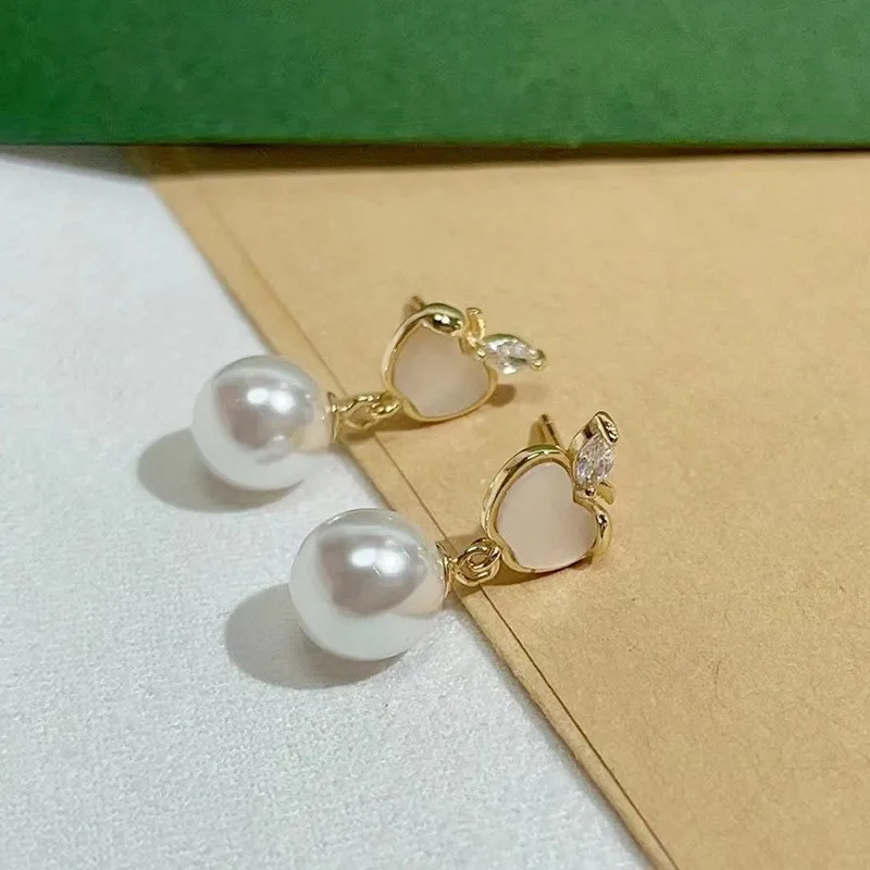 3Pairs/Lot Fashion Apple Design Drop Pearl Earrings Settings Women Handmade DIY Jewelry Making Components