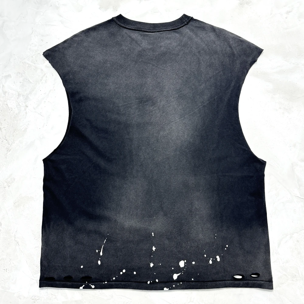 Yao Fashion Luxury Casual Vest Men Clothing HipHop Oversize Loose Vintage Washed Sleeveless Tank
