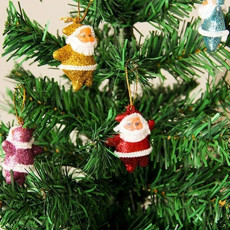 1Set/6Pcs Christmas Drop Ornaments Multi-Color Santa Claus Party Xmas Tree Hanging Decor Home Decorations Festive Supplies