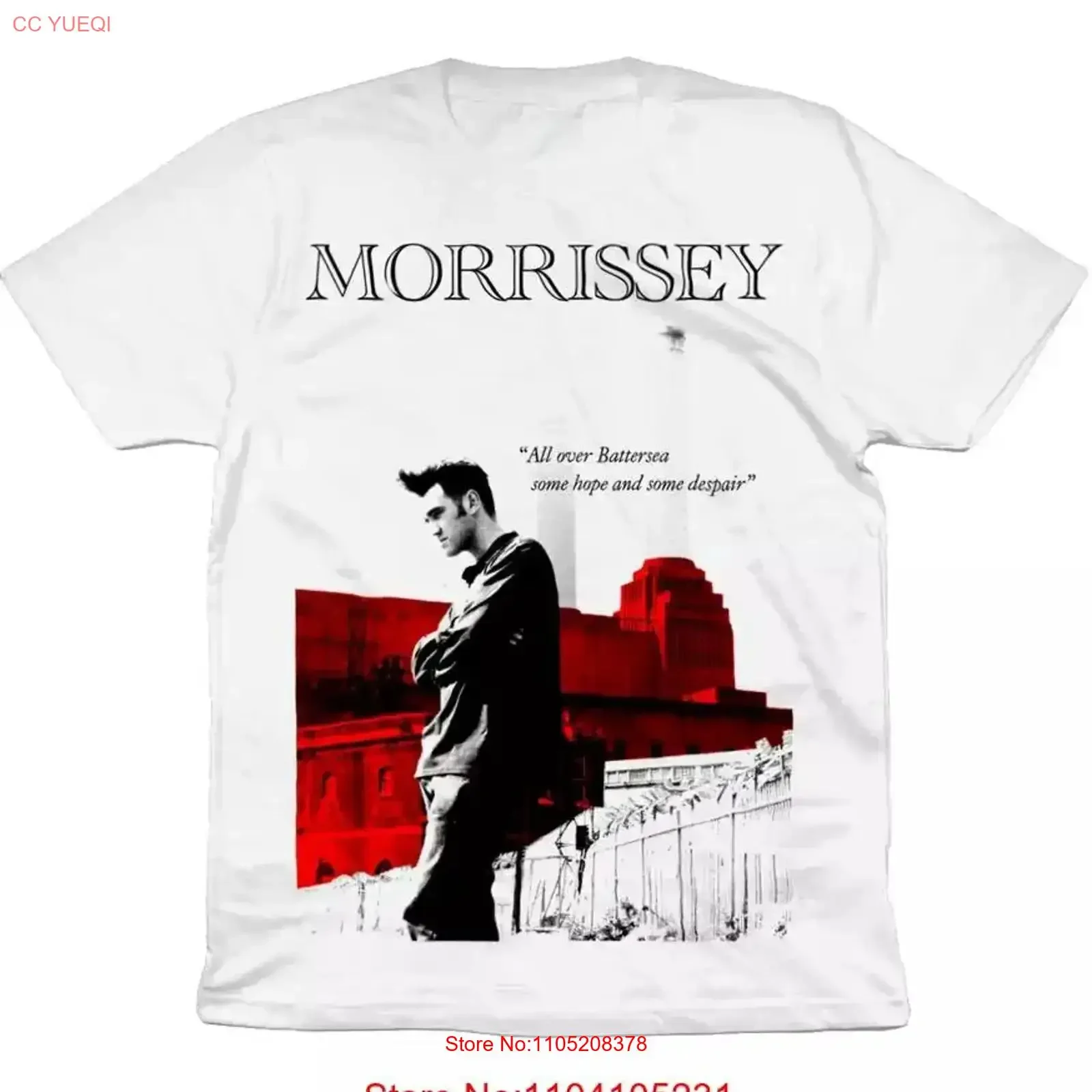 MORRISSEY 'All over Battersea 1990 Organic T Shirt TN0142 vintage Washed Unisex Stretched Slightly Breathable Soft Comfortable