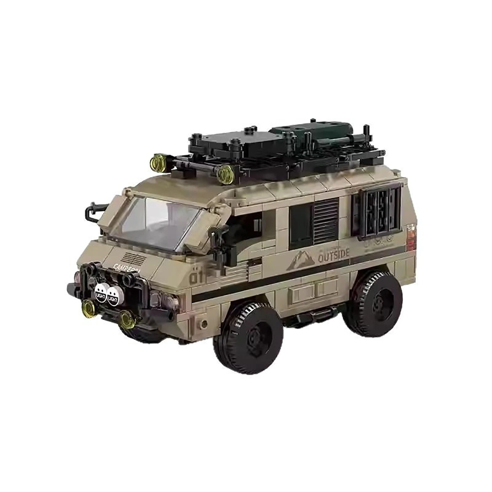 

PB8823 489 шт. Кемпер-фургон, летняя серия, 8 сеток, строительный набор с открывающимися дверями, кирпичи из АБС-пластика для любителей приключений на открытом воздухе