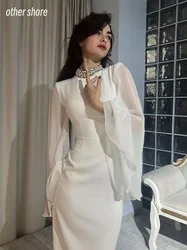 Other Shore Elegant Vintage Simple Crystal Beading Ivory Chiffon Customize Formal Occasion Prom Dress Evening Party Gowns