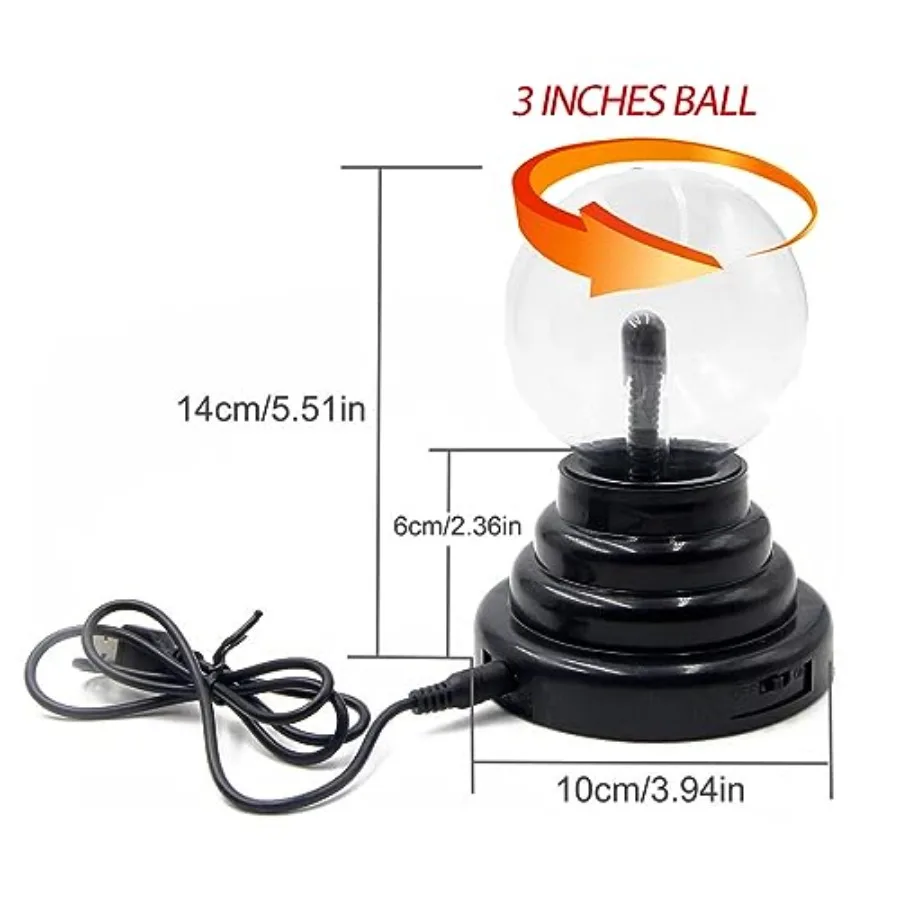 RR-USB-6IN Plasma Ball Lamp Light [Touch Sensitive] Nebula Sphere Globe Novelty Toy - USB or Battery Powered, 4
