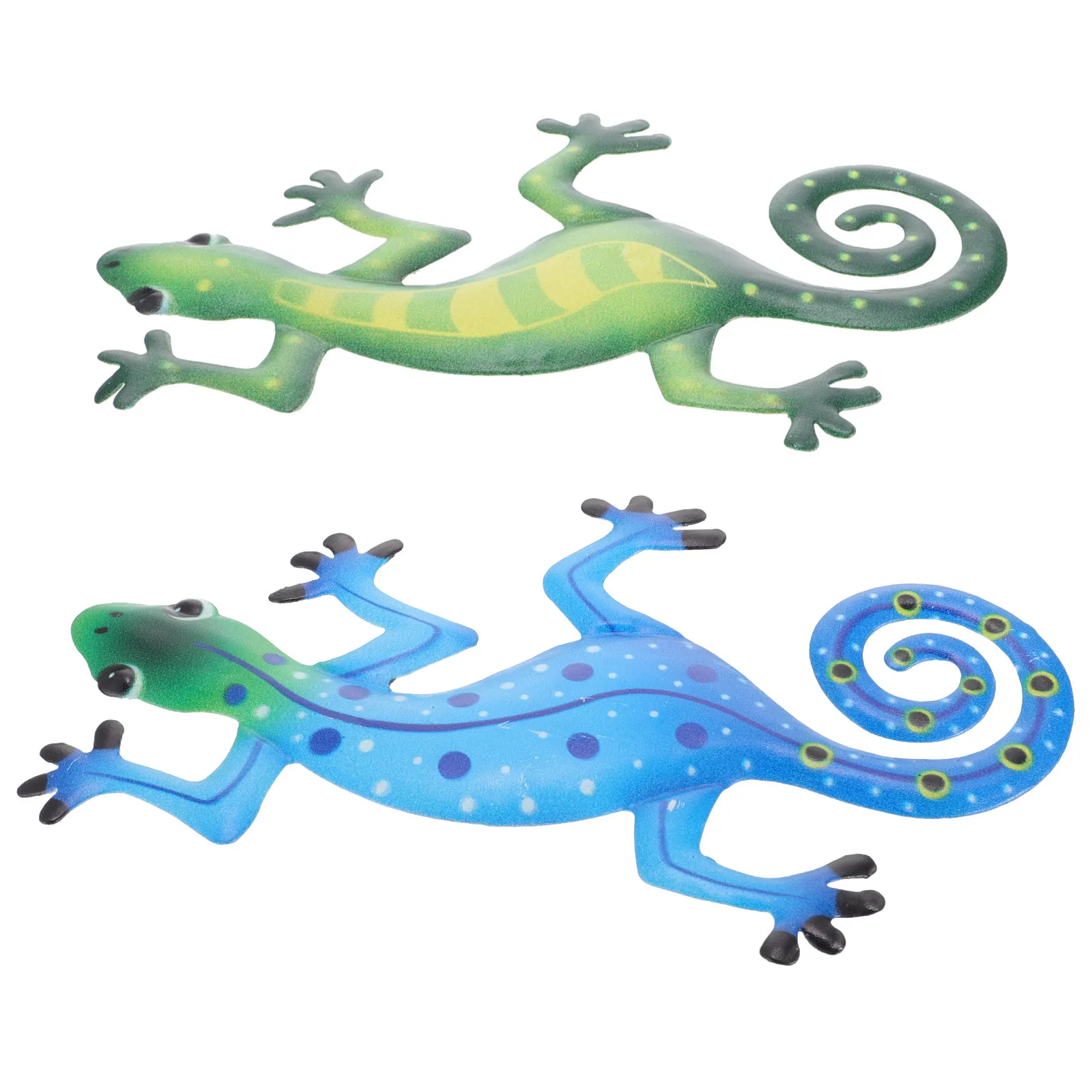 2Pcs Metal Gecko Wall Hanging Decor Colorful Textured Surface Lightweight Varnished Finish Home Garden Door Window Art