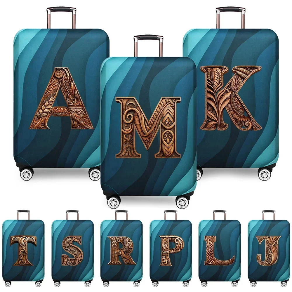 Luggage Protective Cover Stretch Fabric Luggage Protective Covers Dust Cover Anti-Scratch Suitcase Covers Wood Art Letter Series