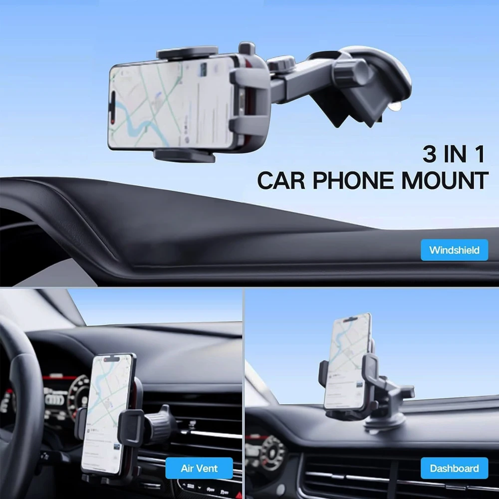 Adsorptie Autotelefoonhouder voor IPhone 17 16 15 14 13 Pro Max 17 Air 15 Plus Verstelbare Ondersteuning Dashboard Ontluchter Autobeugel