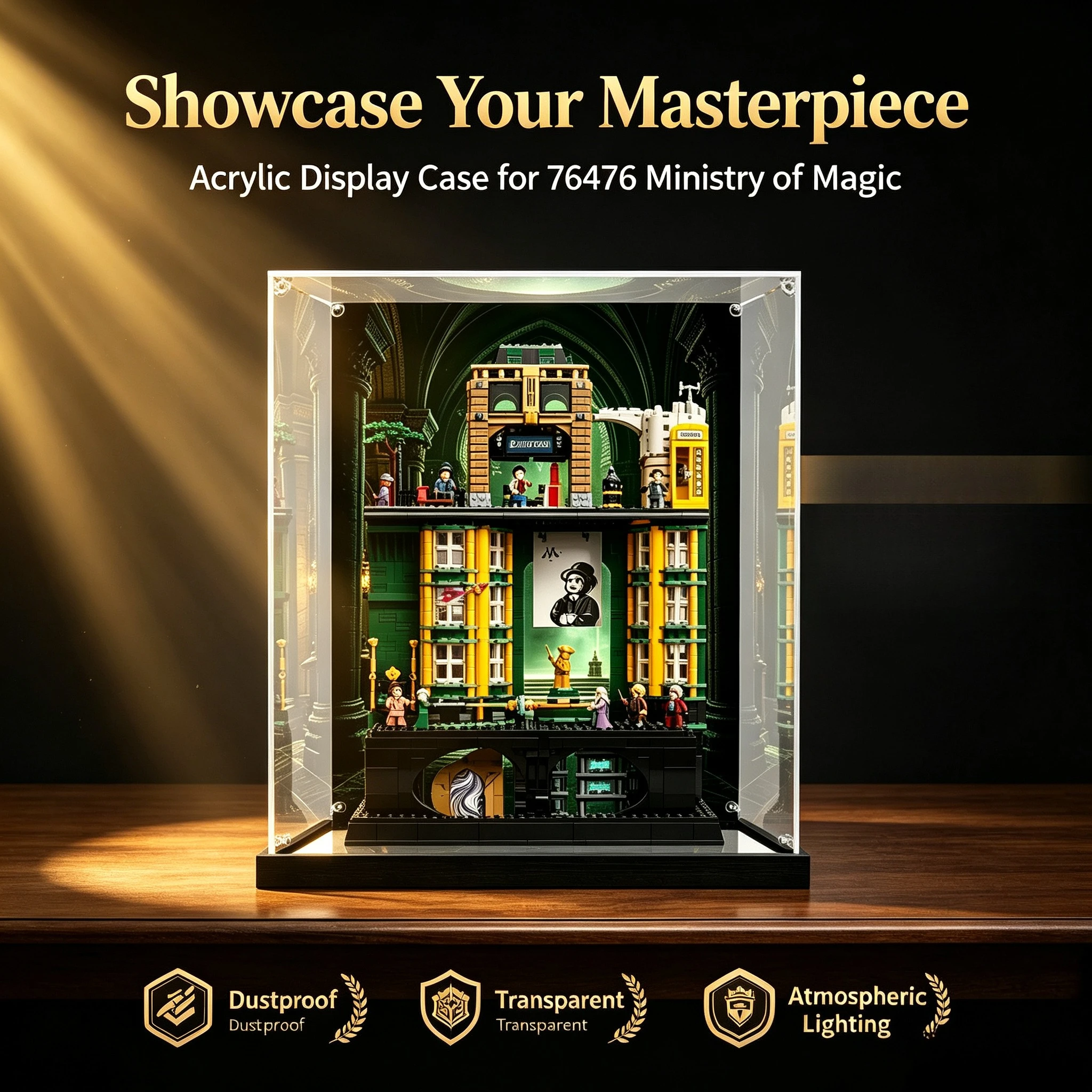 Transparent Acrylic Display Case For Lego 76476 The Ministry of Magic, Dustproof Collectible Showcase Box No Bricks Included