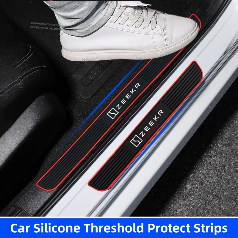 4pcs Rubber Car Threshold Strip Door Decorative Sil Anti-friction Scratch for ZEEKR 001 007 009 001FR 007GT X MIX 7X Accessories