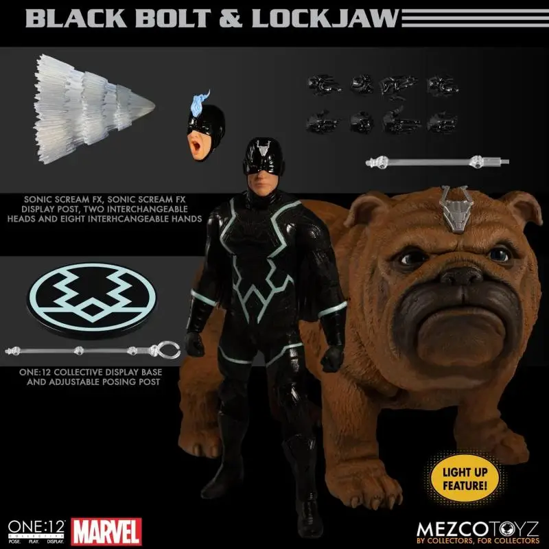 In Stock Original Mezco ONE:12 1/12 INHUMANS Black Bolt Lockjaw Anime Action Collection Figures Model Toys Gifts for Kids