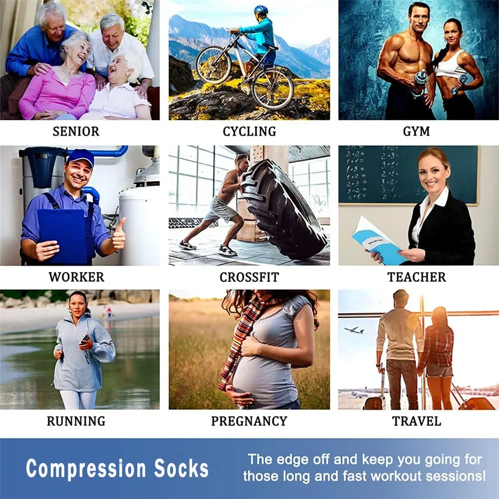 女性用銅製コンプレッションソックス 循環用 (3 足) - ランニング、アスレチック、旅行に最適なコンプレッションソックス