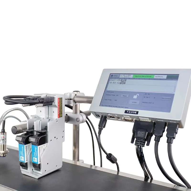 High Speed Online Printer OEM/ODM T220E-1 Thermal Inkjet Coding Machine for Barcode QR Code Date Batch Number Printing