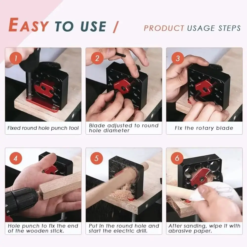 8 Holes Dowel Maker Jig Precision Wear Resistant Dowel Cutter Plate Aluminum Alloy Adjustable Electric Drill Milling Dowel DIY