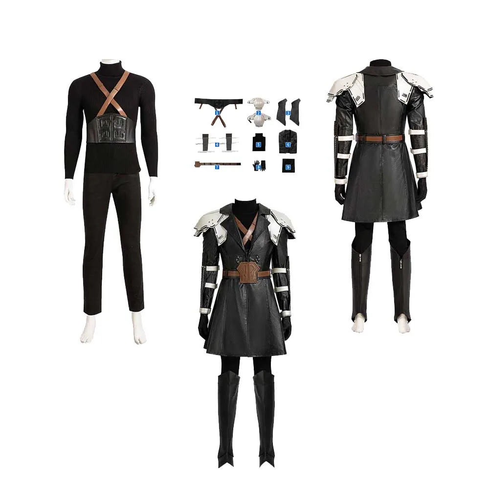 Final Cos Fantasy Sephiroth Top Pants cintura abiti Costume Cosplay uniforme da uomo adulto Halloween Carnival Party travestimento