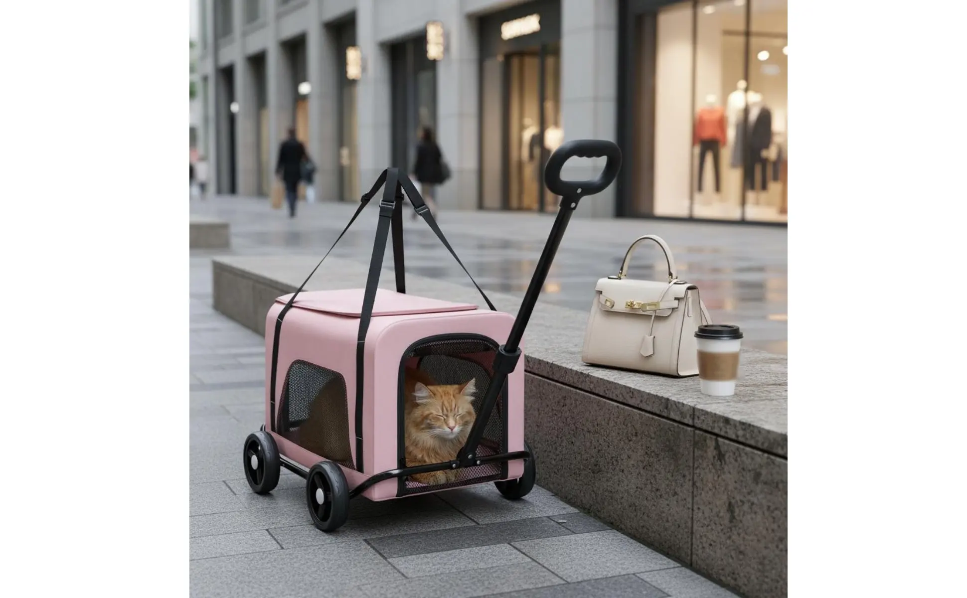 Foldable Pet Stroller Breathable Mesh Small Dog Feline Trolley Bag Pet Trolley Carrier Telescoping Handle Feline Rolling Carrier Foldable Pet Stroller Breathable Mesh Small Dog Feline Trolley Bag Pet Trolley Carrier Telescoping Handle Feline Rolling Carrier