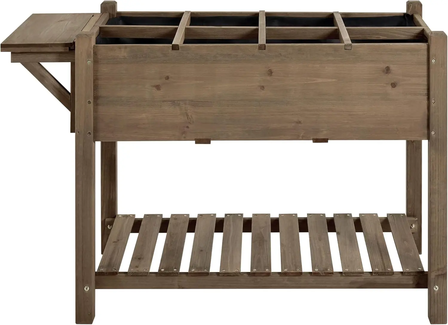 49x22x32in 8 Pockets Horticulture Raised Garden Bed Elevated Wood Planter Box Stand with Foldable Side Table and Storage Shelf for Herb/Vegetables/Flowers