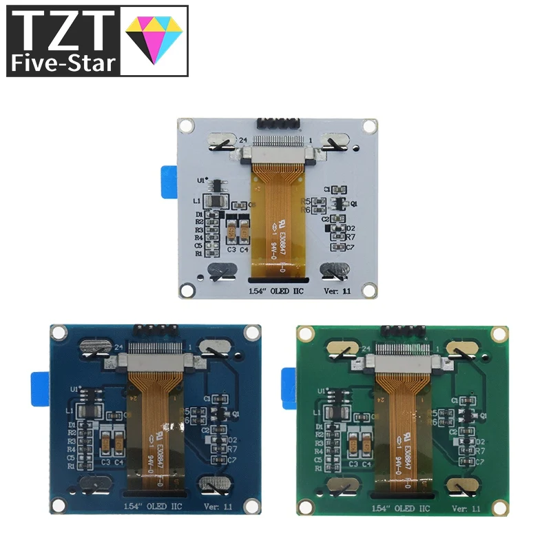 Imagem -03 - Placa de Tela Oled com Moldura de Ferro 54 Polegada Pinos Spi Iic Interface I2c Driver Spd0301 128x64