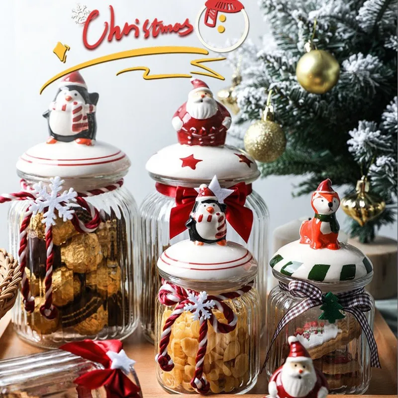 Nordic Xmas New Year Cookie Box Decor Christmas Santa Home Party Candy Chocolate Snacks Bin Kitchen Pantry Dried Food Storage