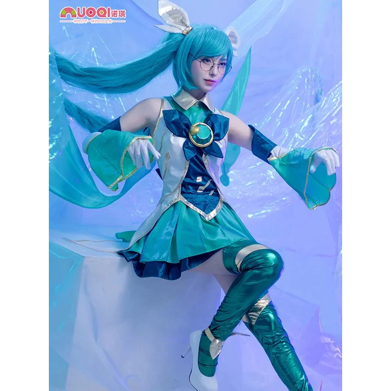 LOL Star Guardian Sona Cosplay Costume Game LOL Sona Costume Halloween Outfit Full Set LOL Character Green Cos Costume