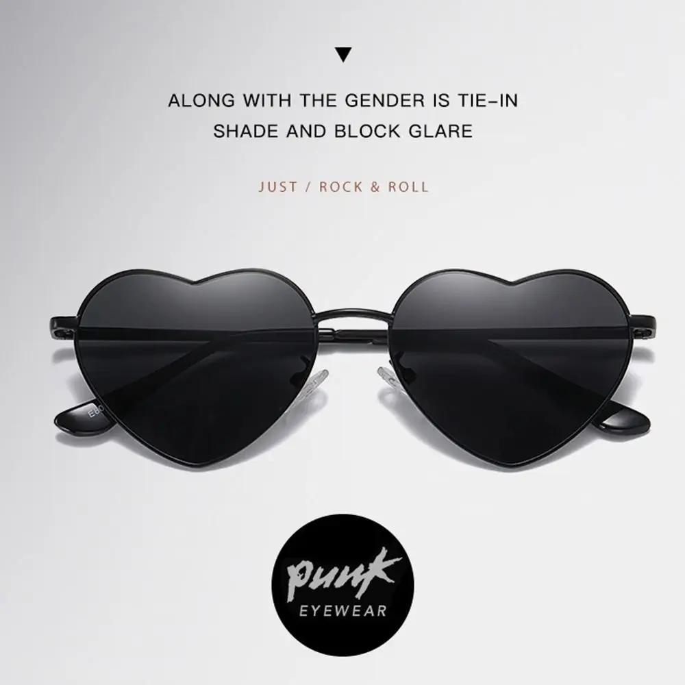 Heart-Shaped Sunglasses for Women, Retro Metal Frame Heart Sun Glasses, Lovely Shades Vintage 90s Glasses
