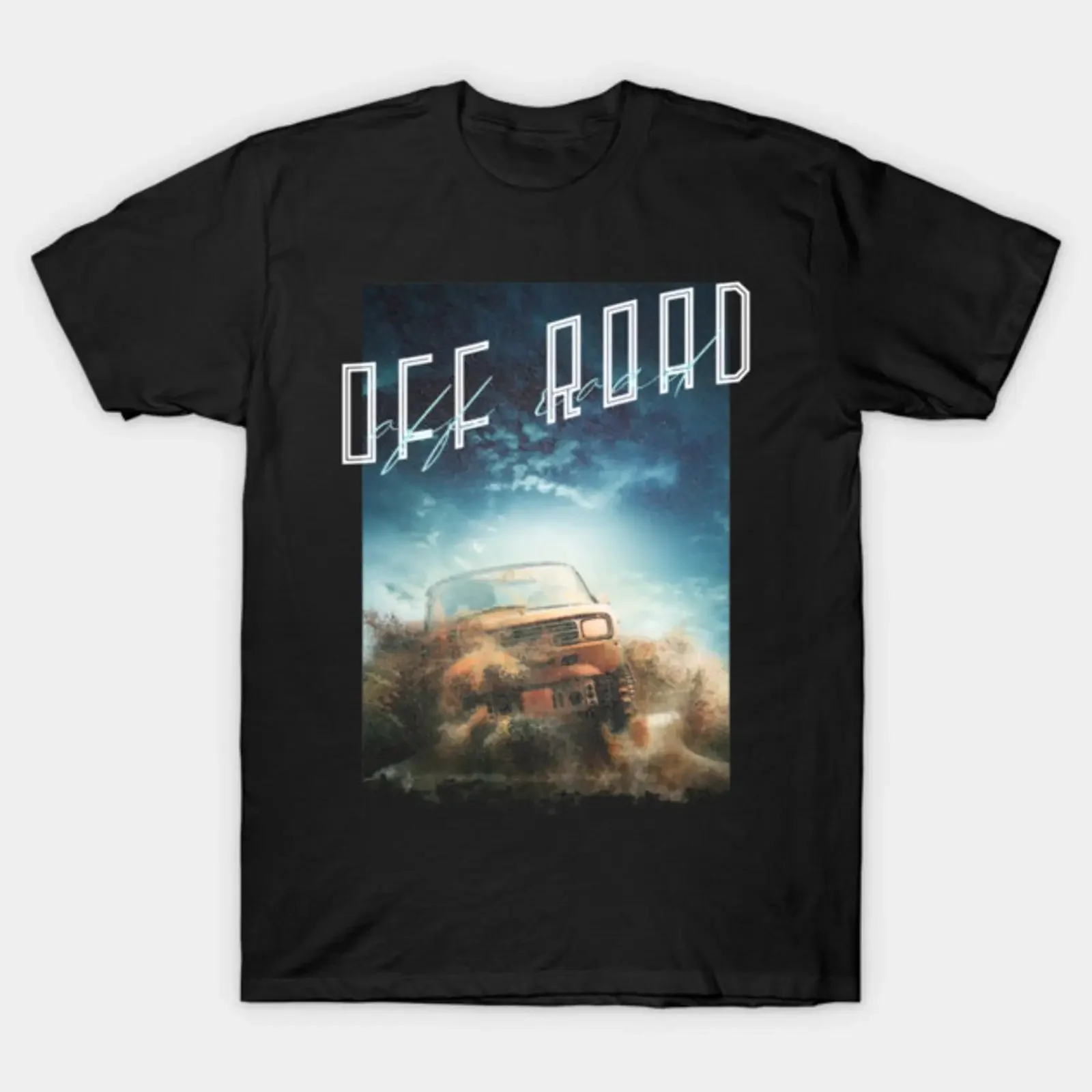 Off Road Vehicle Text in Dark Black background T Shirt vintage Washed Comfortable Slightly Casual Versatile graphic Stretched