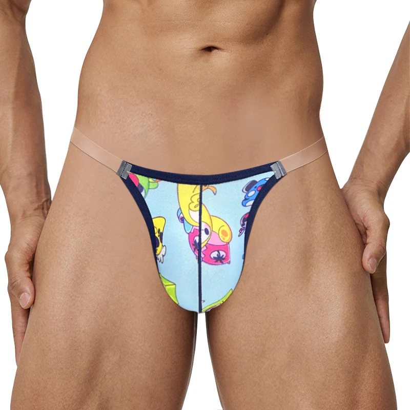 2pcs Comfort Casual Underwear Thong Summer Colorful Pattern Horn High Fork Version Transparent  Briefs Full Cover Hip Exuding