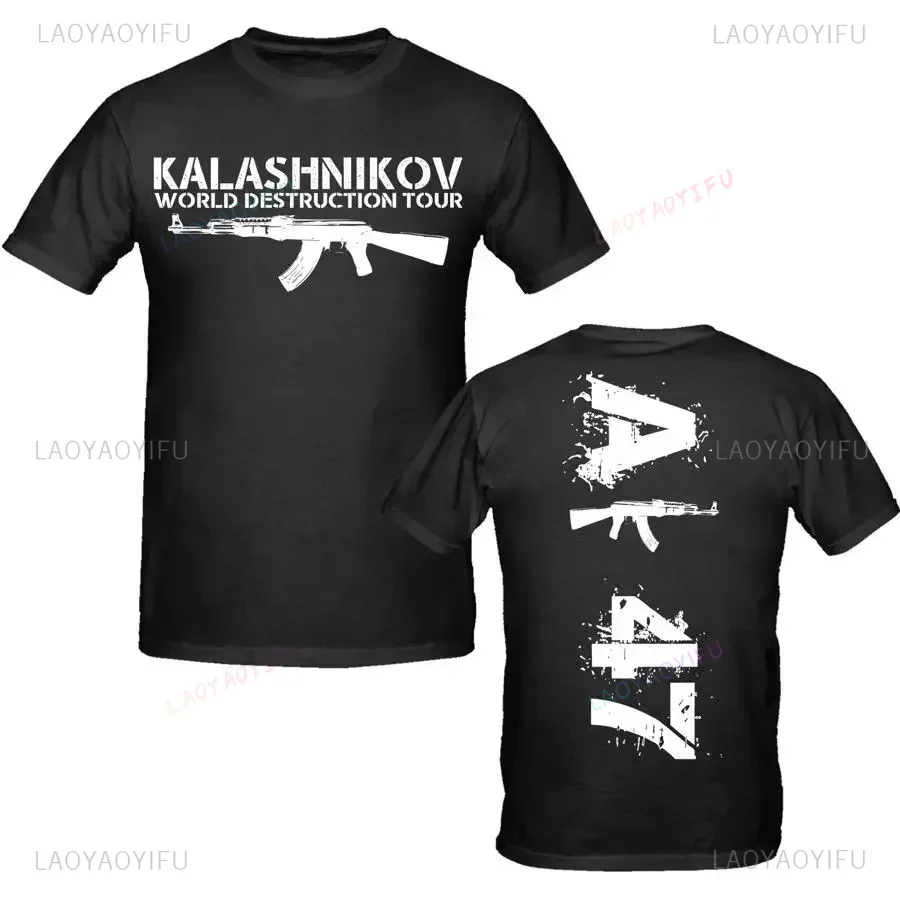 

Винтажная классическая мужская футболка Ak 47, повседневная модная футболка с принтом в стиле милитари, летняя хлопковая дышащая футболка с короткими рукавами