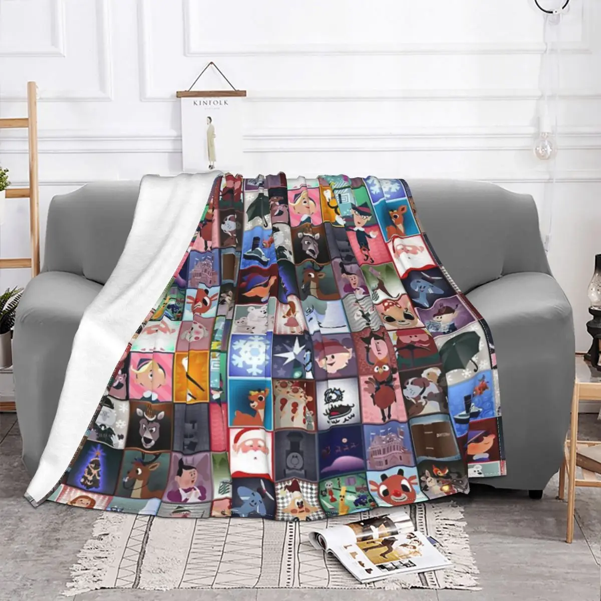 Rudolph Squares Quilt Bed Blanket Blankets & Throws Thin Wadding Blanket Throw Blanket