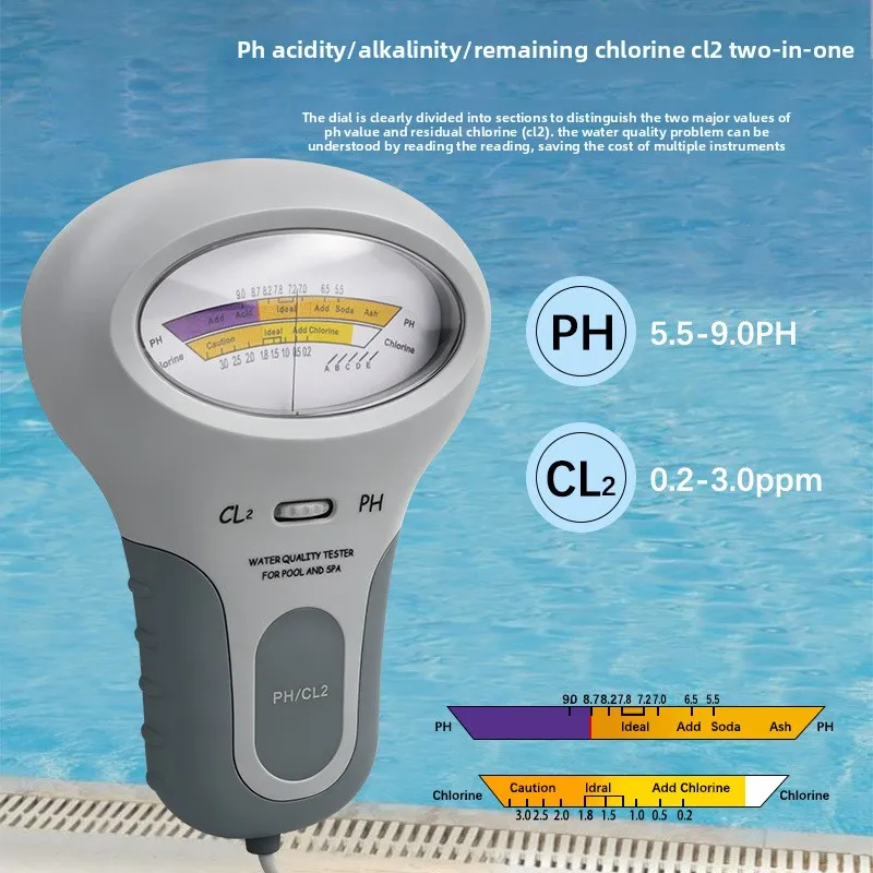 Swimming pool chlorine detectorPC102Two in OnePH/CL2pH water quality testing and analysis device