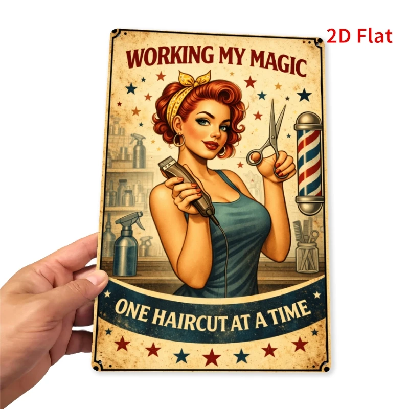 Metal Decorative Art - Vintage Barber Shop Hair Salon Theme, with 