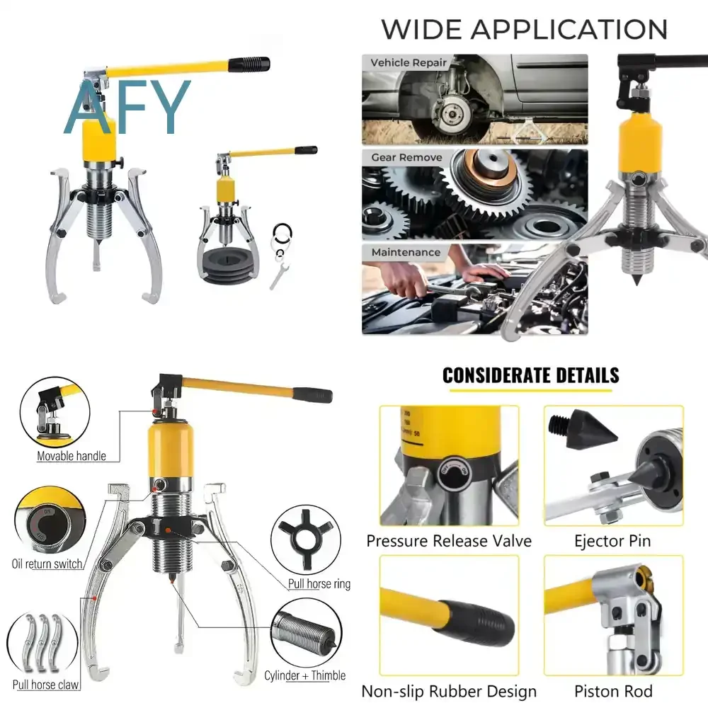 20 Ton Heavy Duty Hydraulic Gear Puller for Automotive Repair Tools Adjustable 3 Jaw Wheel Bearing Puller Pump Separator for